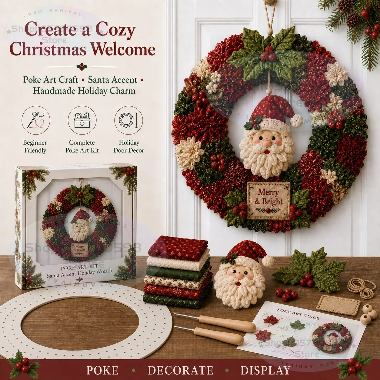 2026 3D Fabric Poke Wreath DIY - огляд і ціна Art Craft Holiday