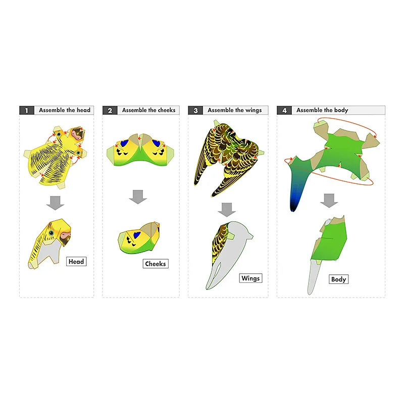 Budgerigar Parrot Bird Handmad - огляд і ціна Art Craft Cardboard